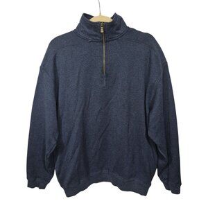 Tommy Bahama Sweater Mens M Blue Pullover 1/4 Zip Cotton Casual Preppy